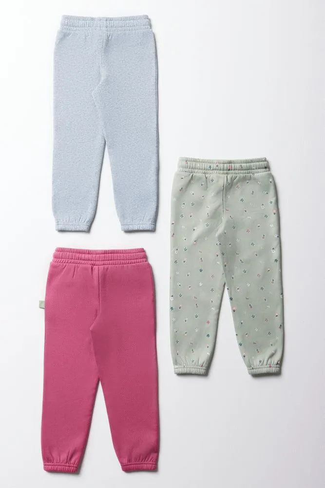 3 Pack Trackpants Grey, Pink & Green