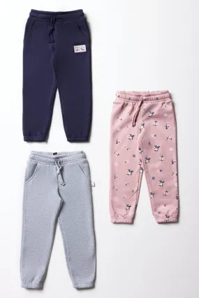 3 Pack Trackpants Pink, Navy & Grey