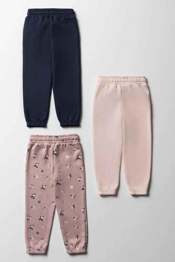 3 Pack Trackpants Pink, Navy & Grey