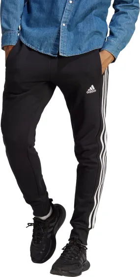 adidas Essentials Tapered Cuff 3 Stripes Mens Joggers - Black