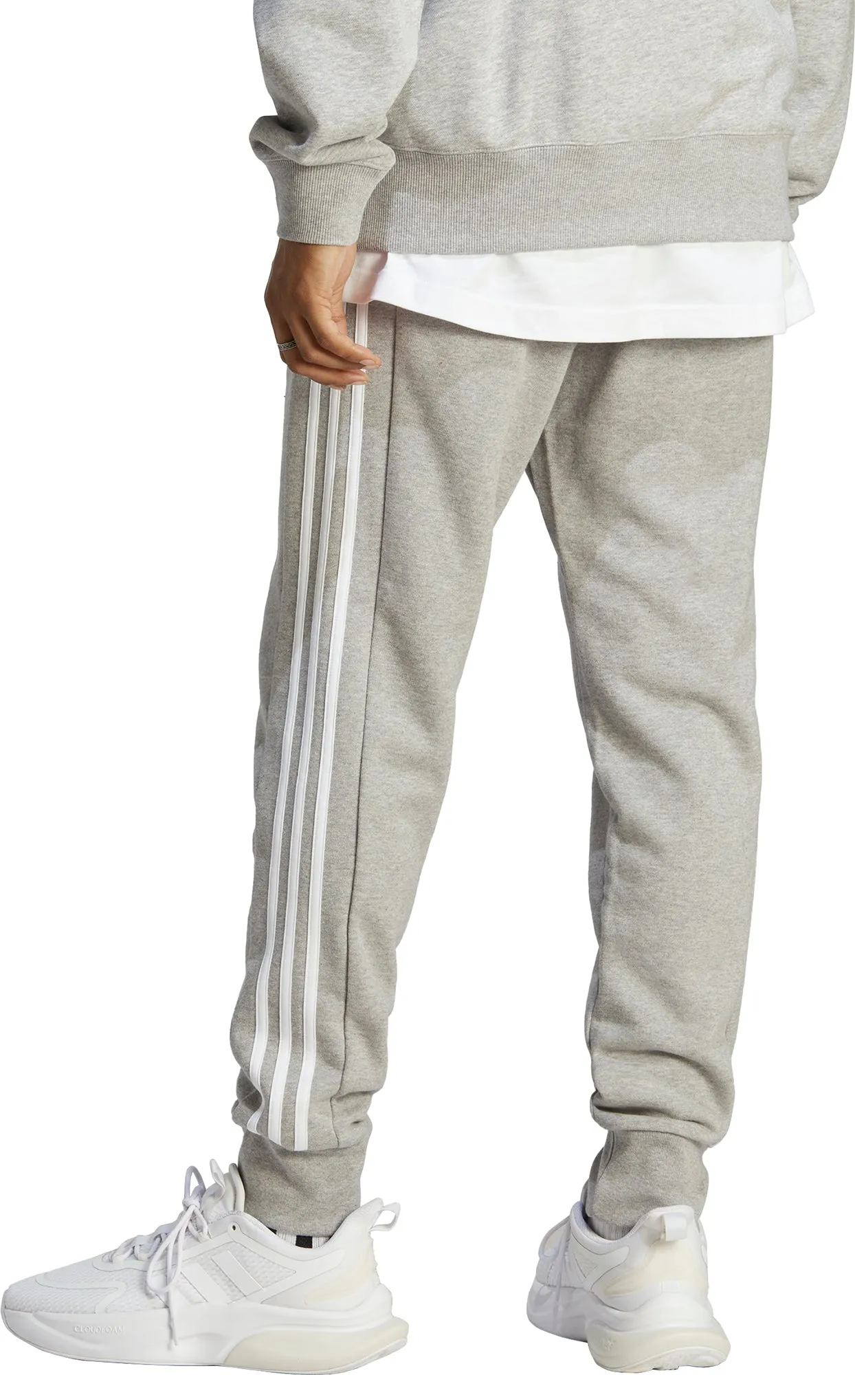 adidas Essentials Tapered Cuff 3 Stripes Mens Joggers - Grey