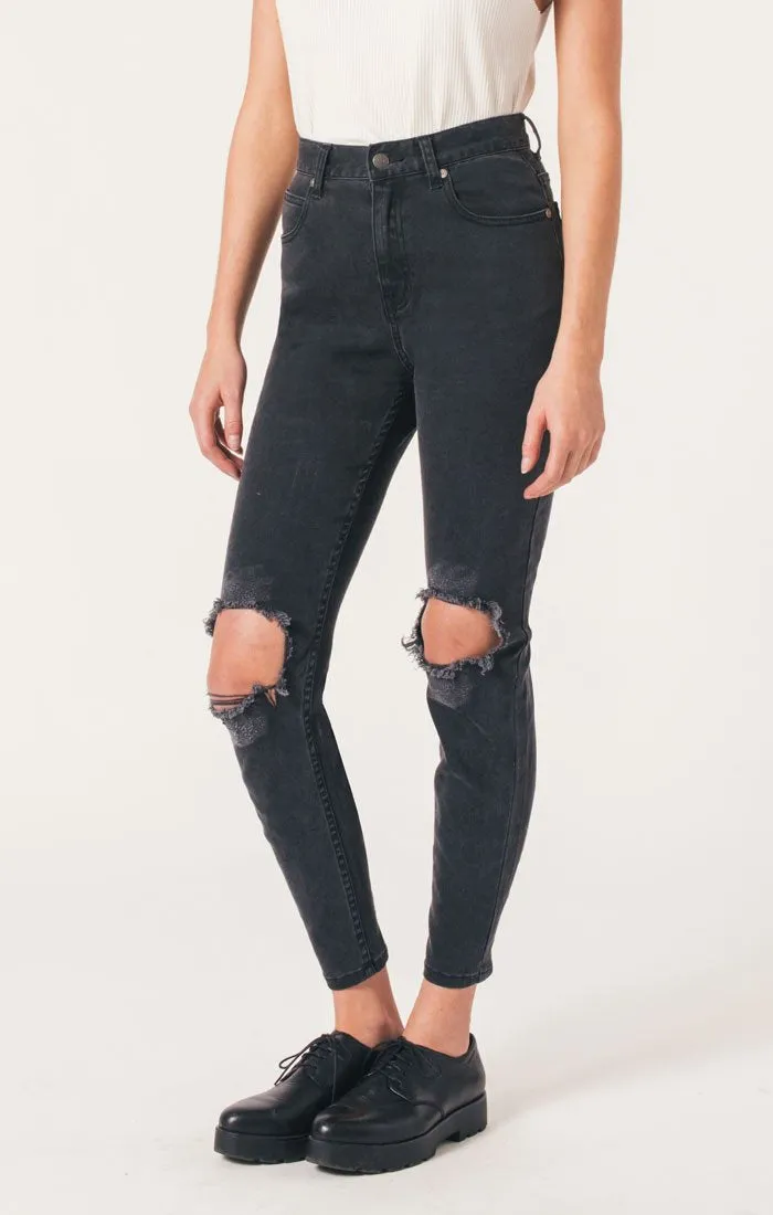 Afends Womens Beat Zeppelins Black - High Waist Skinny Jeans