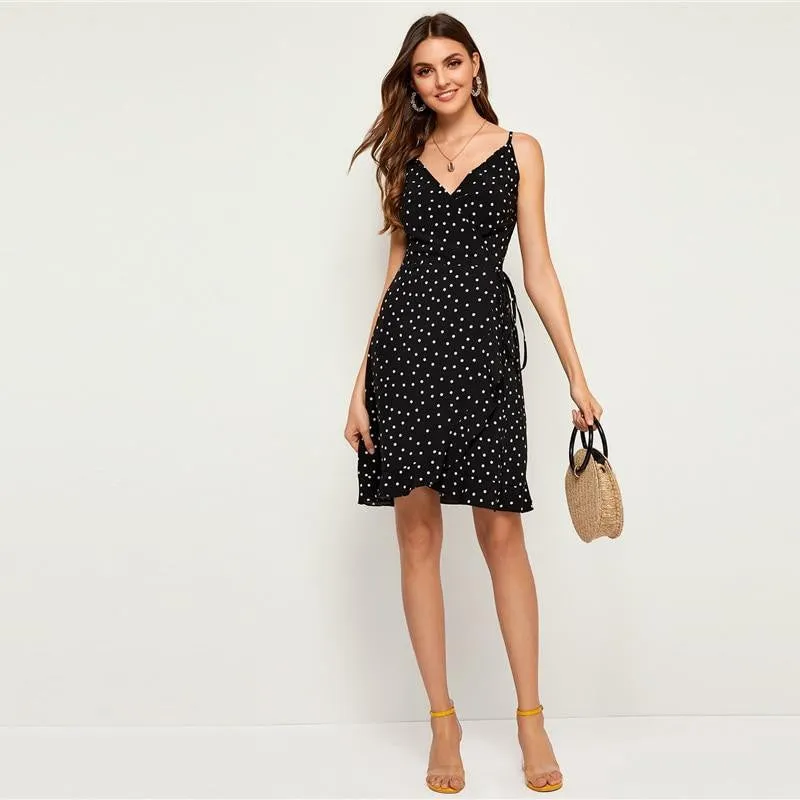 Black and White Polka Dot Print Dress