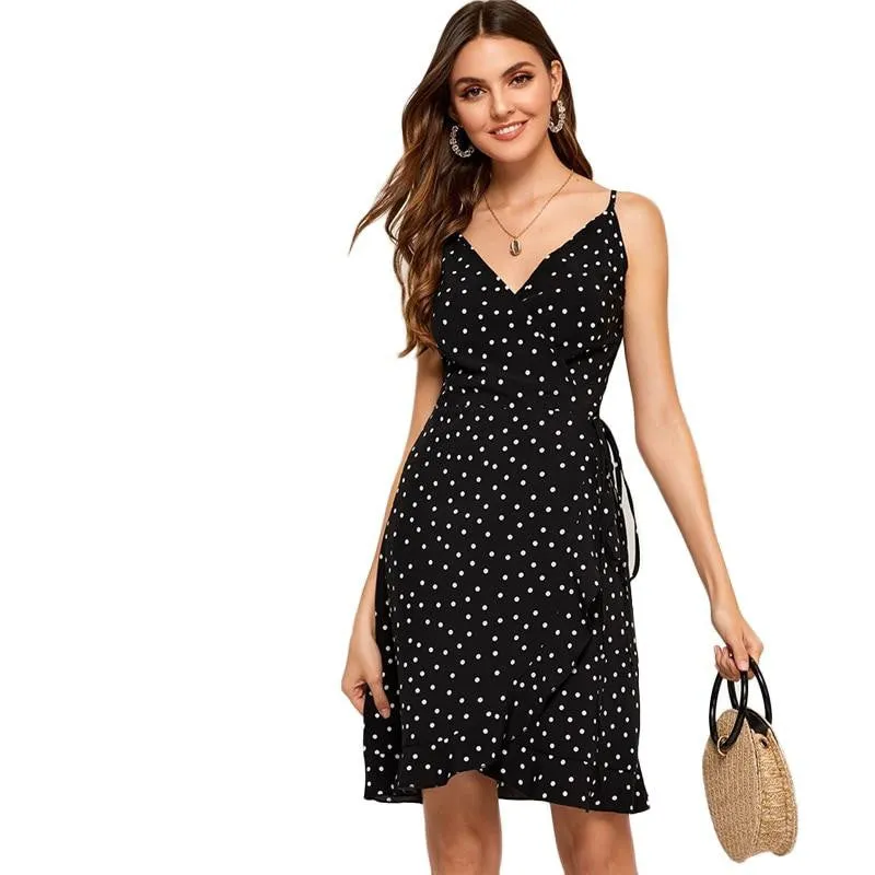 Black and White Polka Dot Print Dress