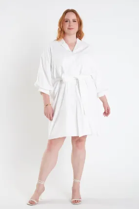 Blouson Sleeve Belted Shirt Dress