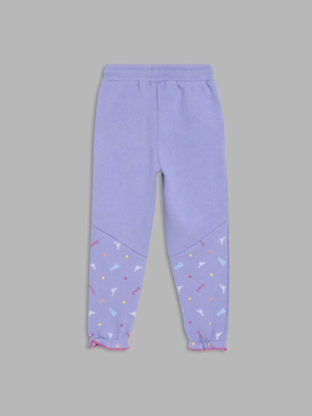 Blue Giraffe Girls Purple Solid Regular Fit Mid-Rise Joggers Style Trackpant