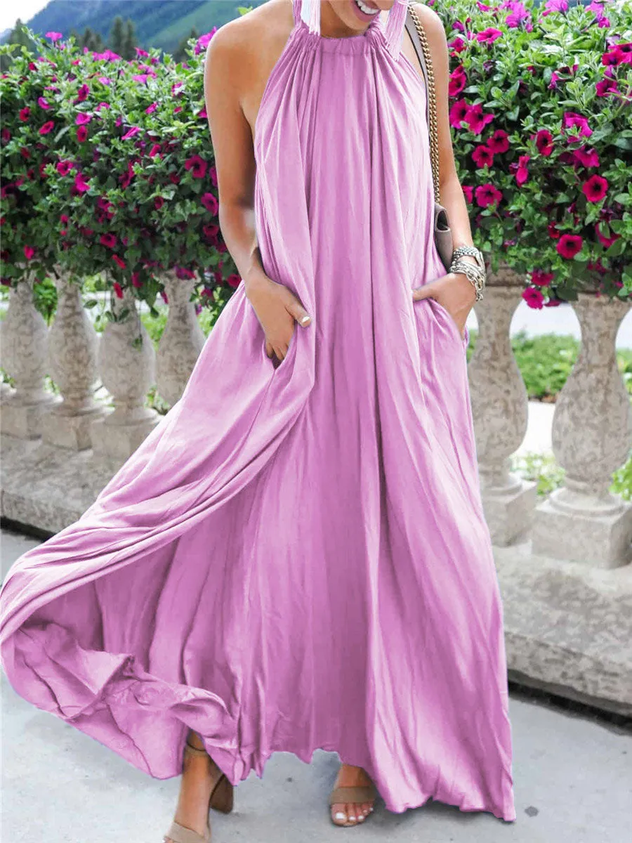 Bohemian Elegant Beach Vacation Loose Maxi Dress