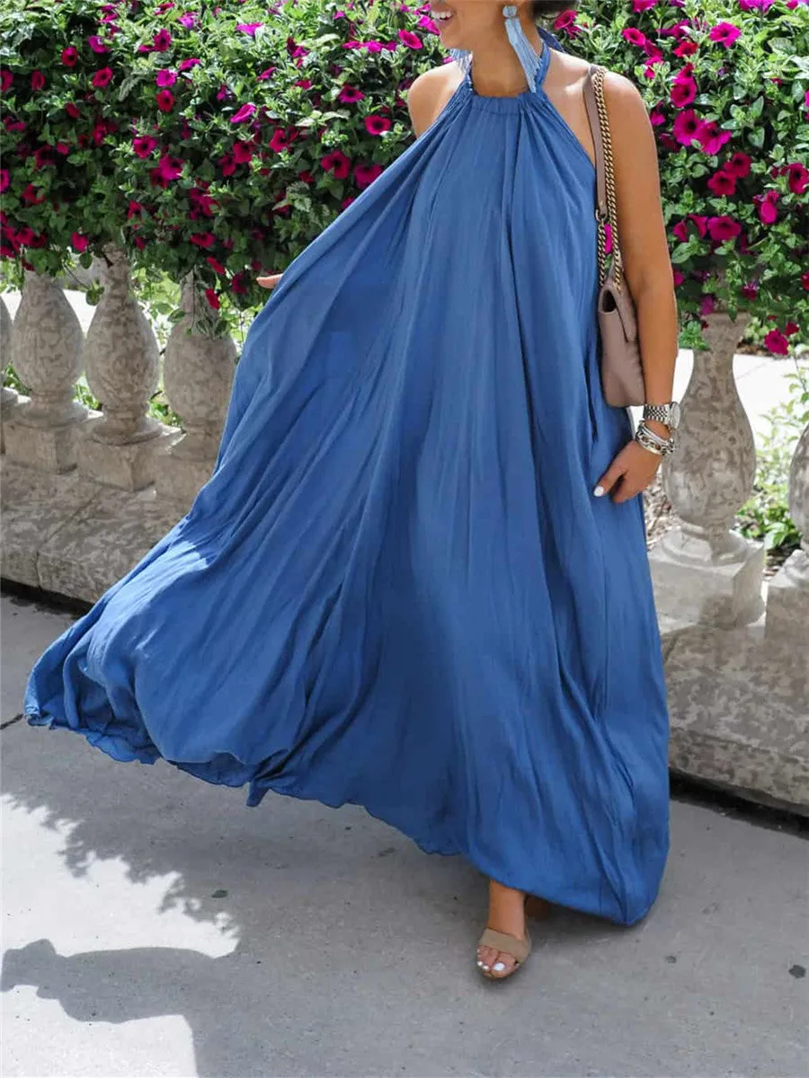 Bohemian Elegant Beach Vacation Loose Maxi Dress