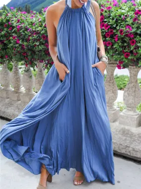 Bohemian Elegant Beach Vacation Loose Maxi Dress