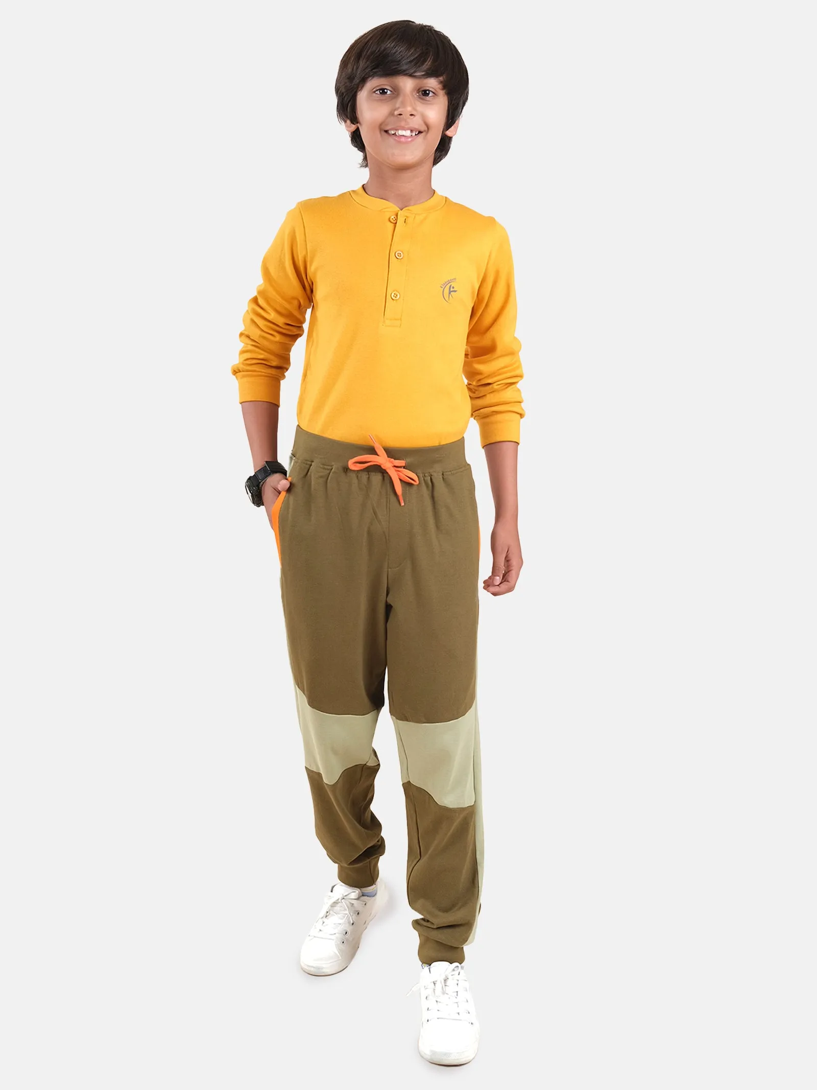 Boys Cotton Knee Panel Cut & Sew Track Pant