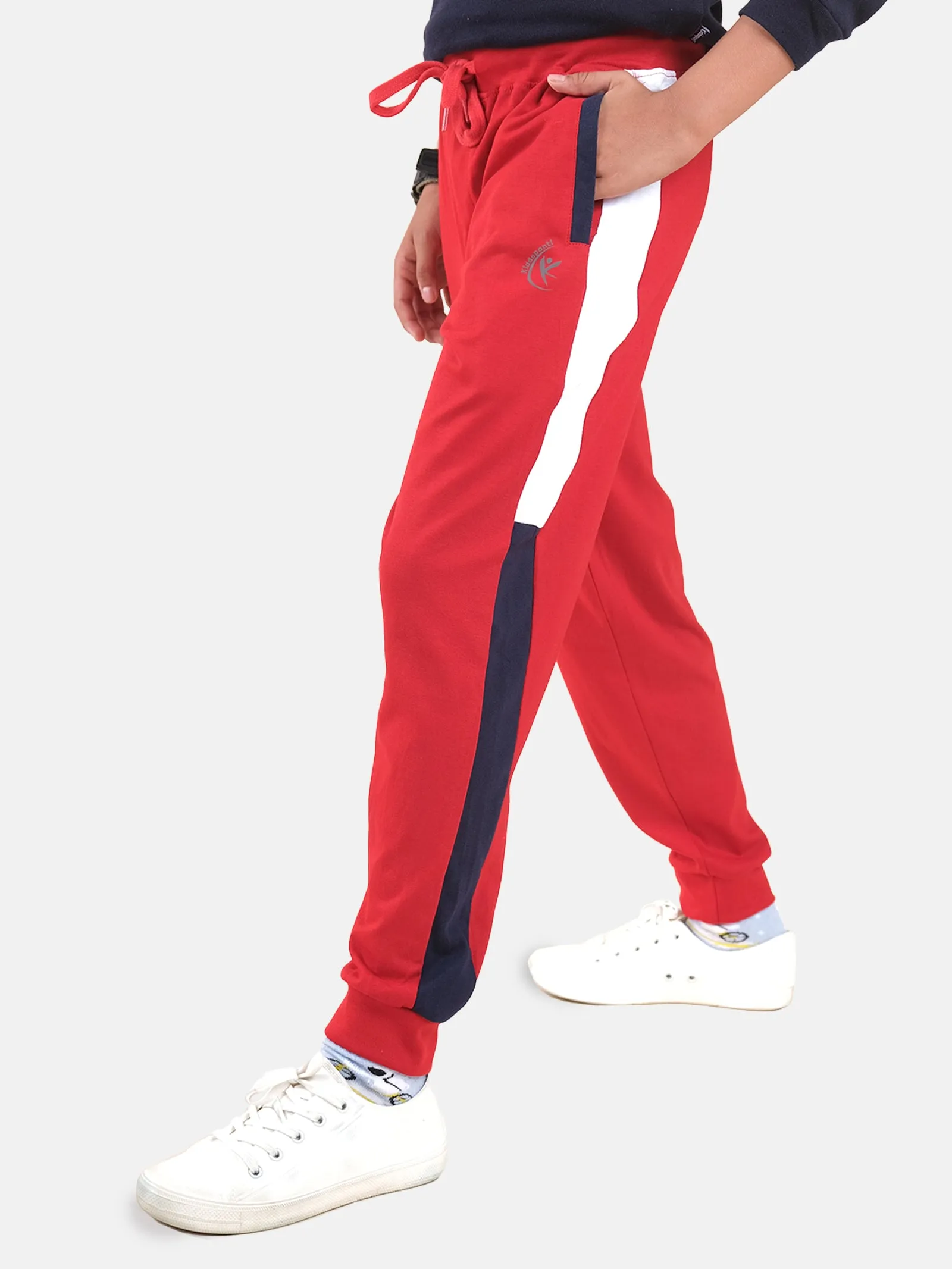 Boys Cotton Side Panel Cut & Sew Track Pant