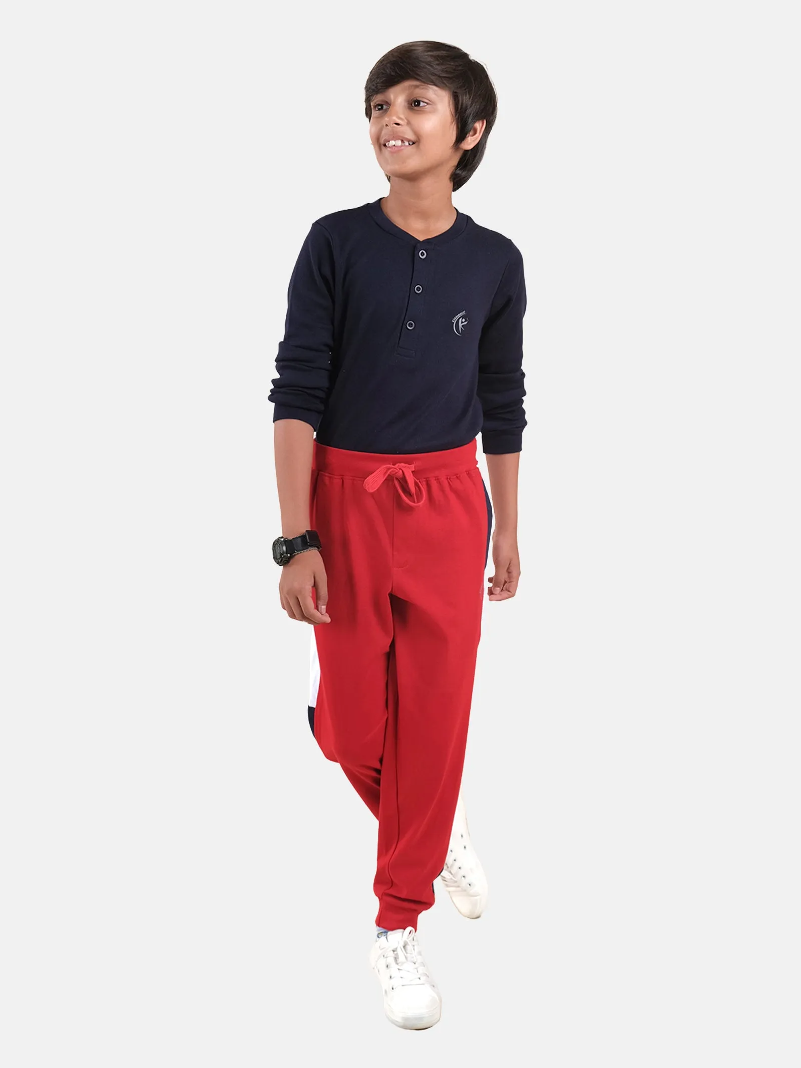 Boys Cotton Side Panel Cut & Sew Track Pant