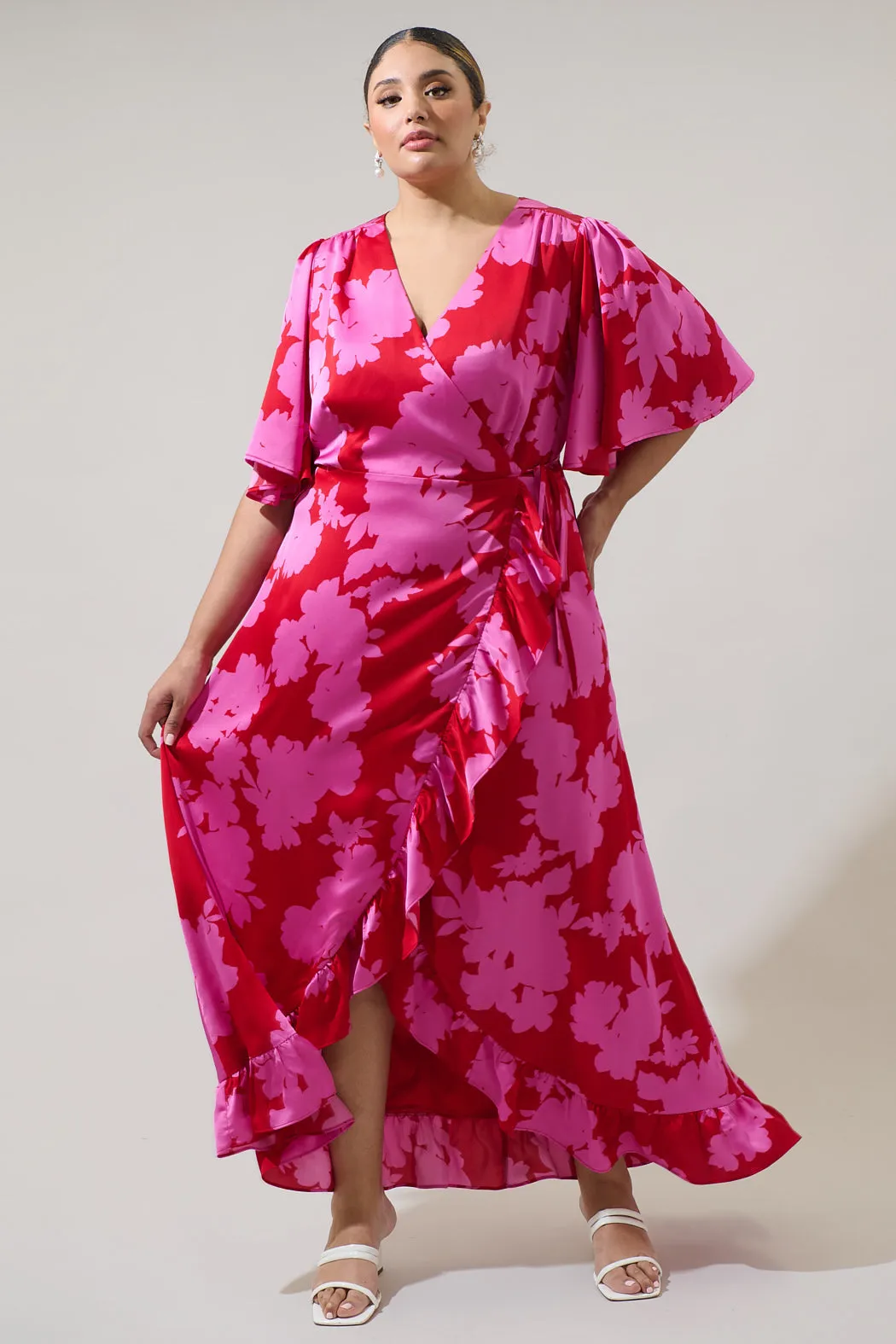 Burning Love Abelia Hi-Low Maxi Wrap Dress Curve