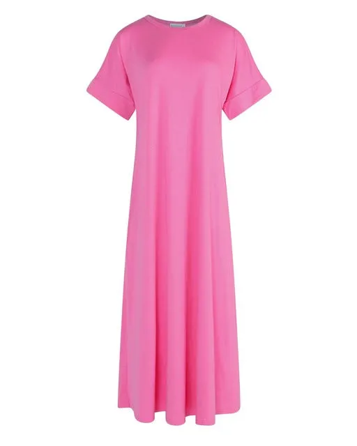 Casual Loose Women's Half Sleeve O-neck Solid Maxi Dress