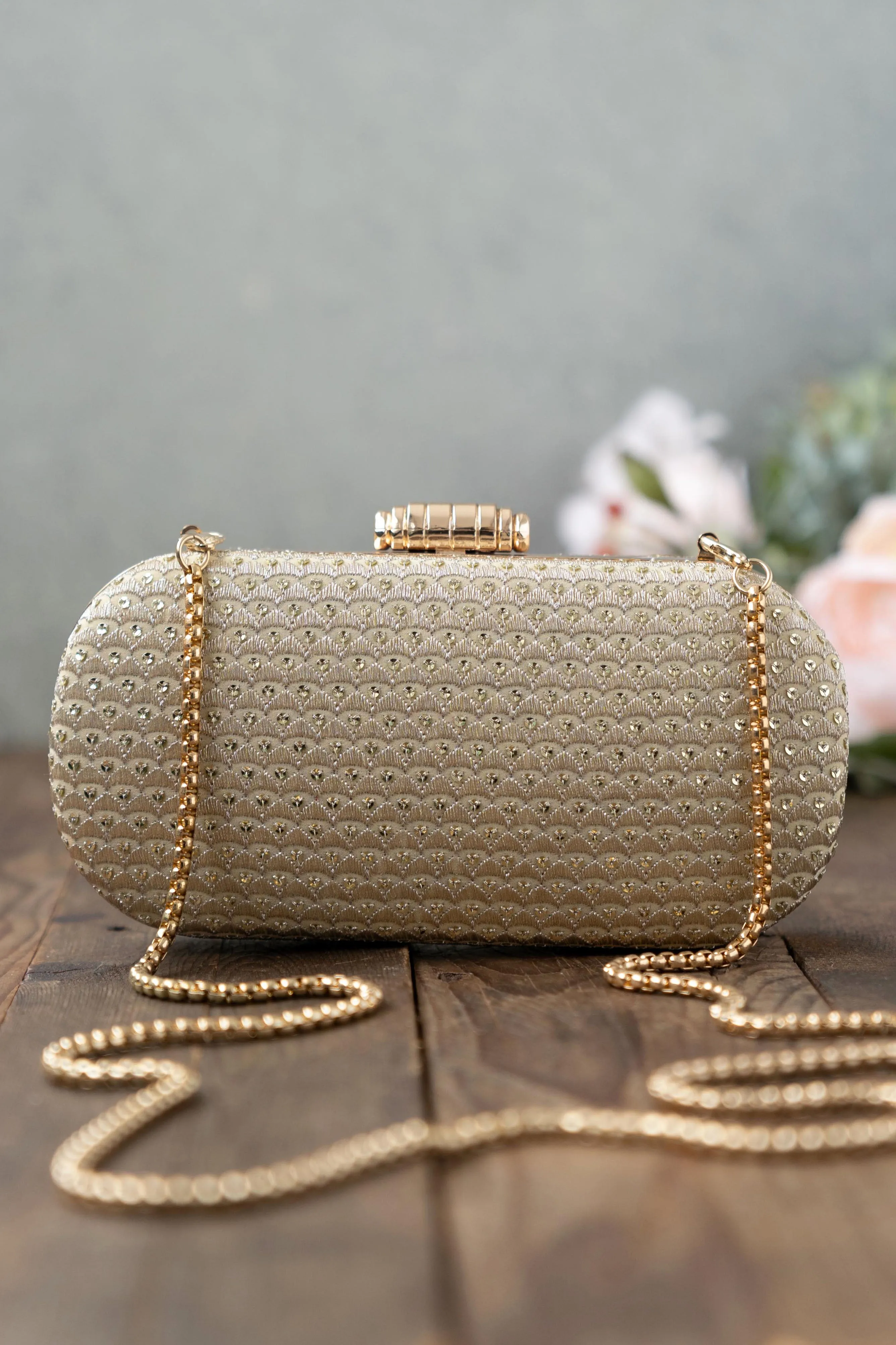 Champagne Light Gold Capsule Clutch