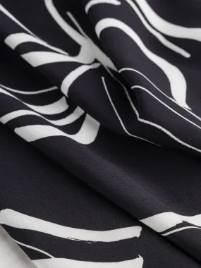 Chic Brushstroke Print Viscose - Black   Cream - Swatch