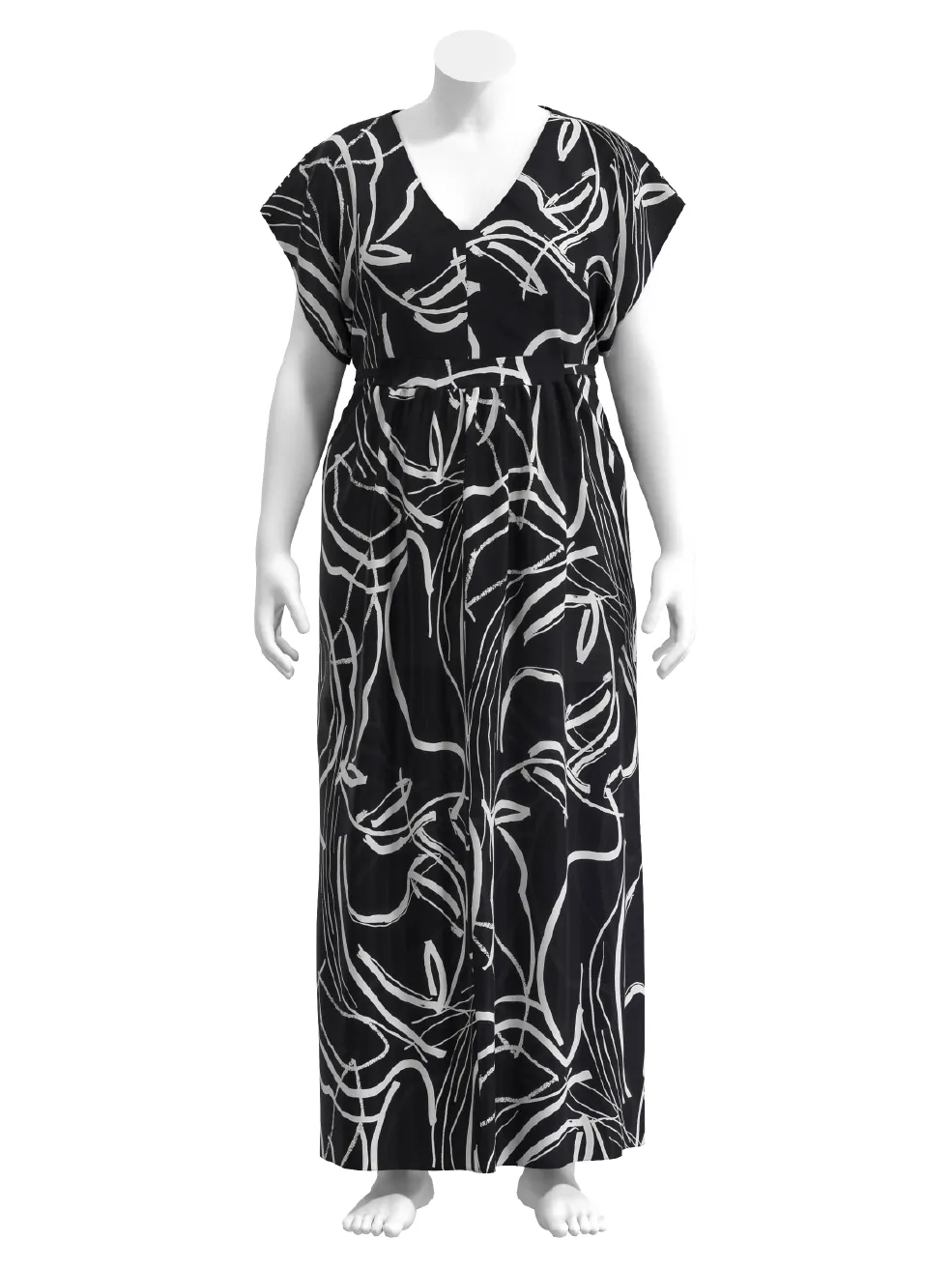 Chic Brushstroke Print Viscose - Black   Cream - Swatch