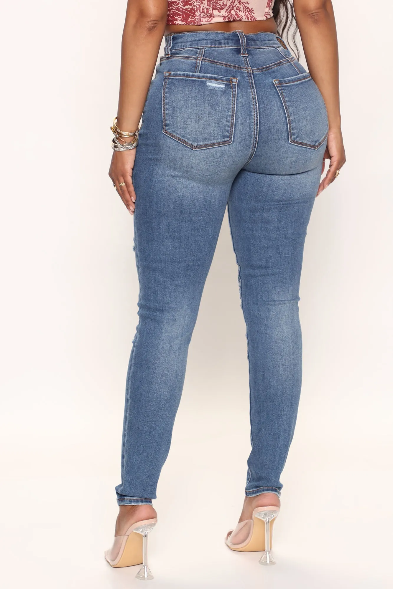 Classic Curvy Ripped Skinny Jeans - Medium Wash