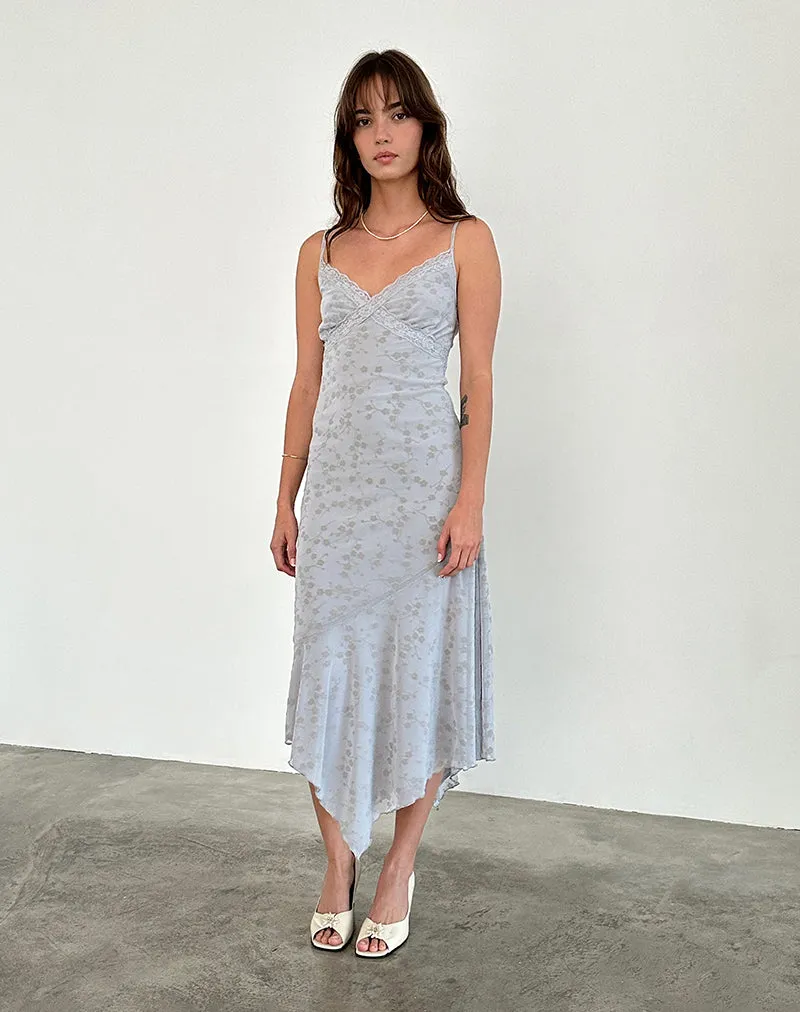 Devon Midi Dress in Flock Chic Petals Grey