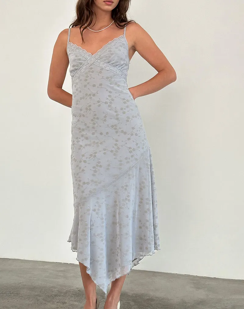 Devon Midi Dress in Flock Chic Petals Grey