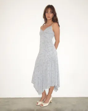 Devon Midi Dress in Flock Chic Petals Grey