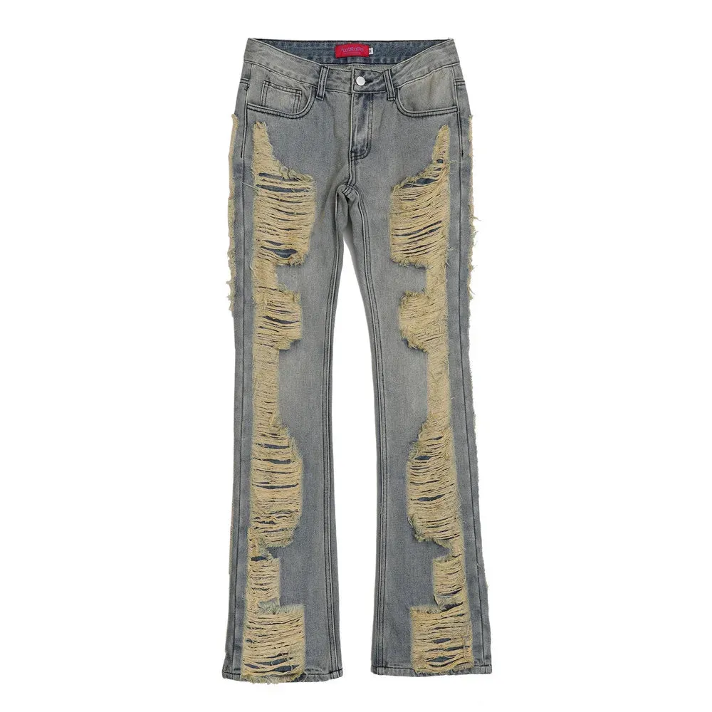 Distressed Jeans For Men - Y2K Streetwear Ripped Cargo Jeans