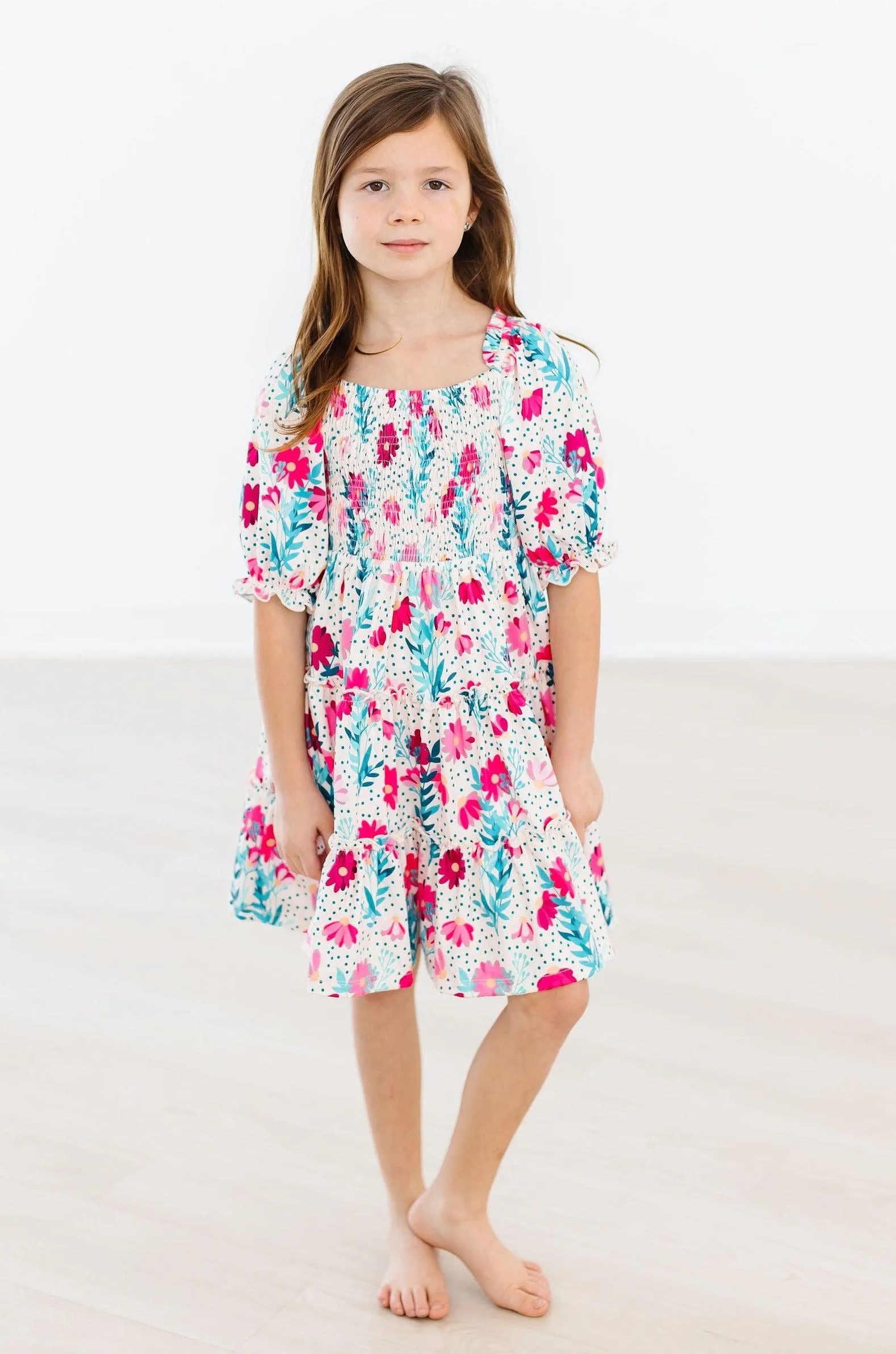 Dots & Daisies Smocked Ruffle Dress