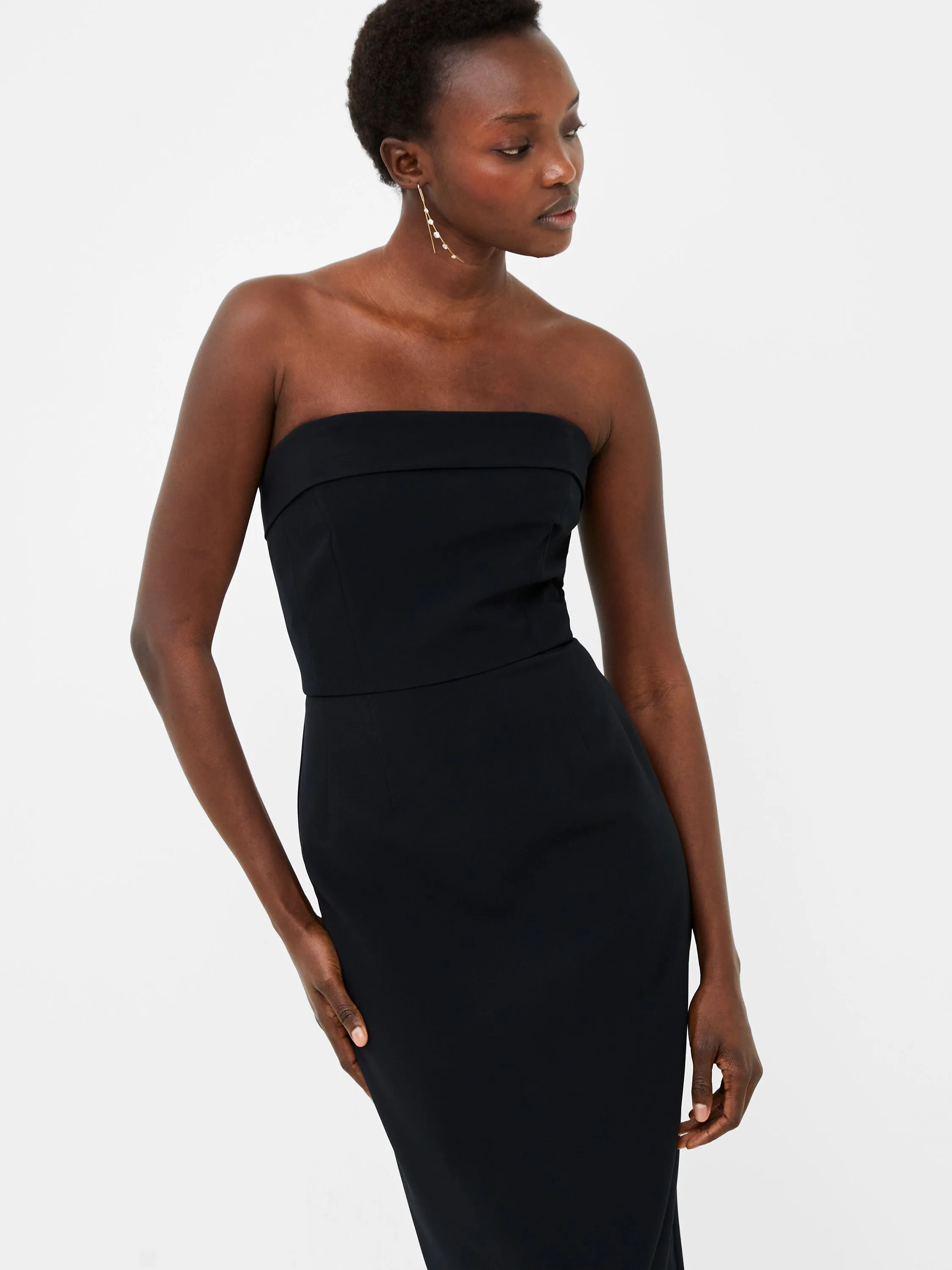 Echo Crepe Strapless Midi Dress