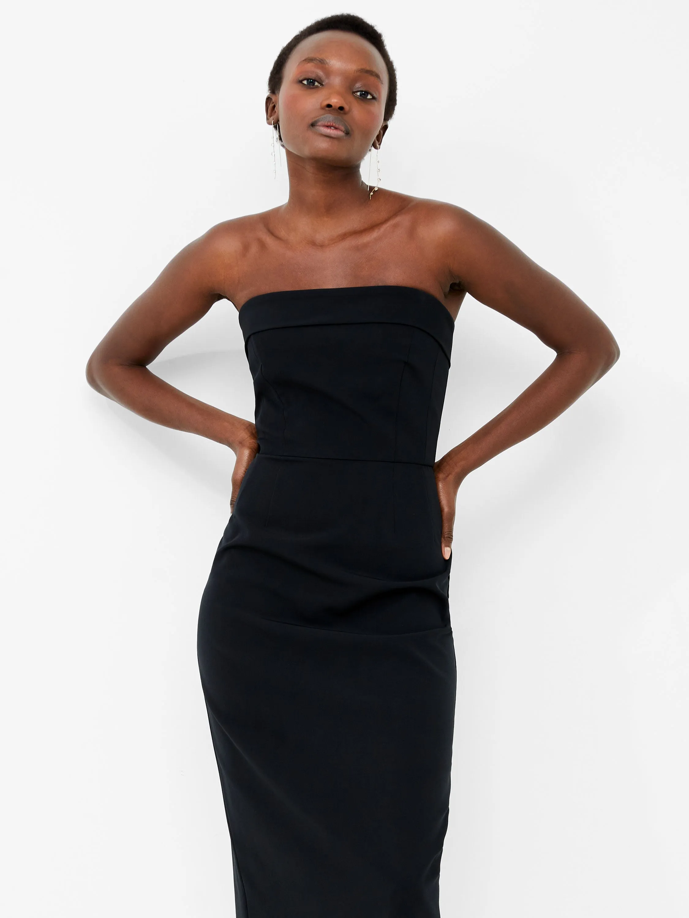 Echo Crepe Strapless Midi Dress