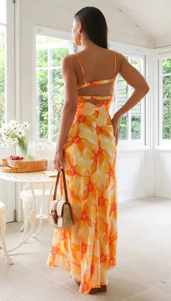 Elegant Summer Women Floral Print Midi Long Backless Maxi Dress