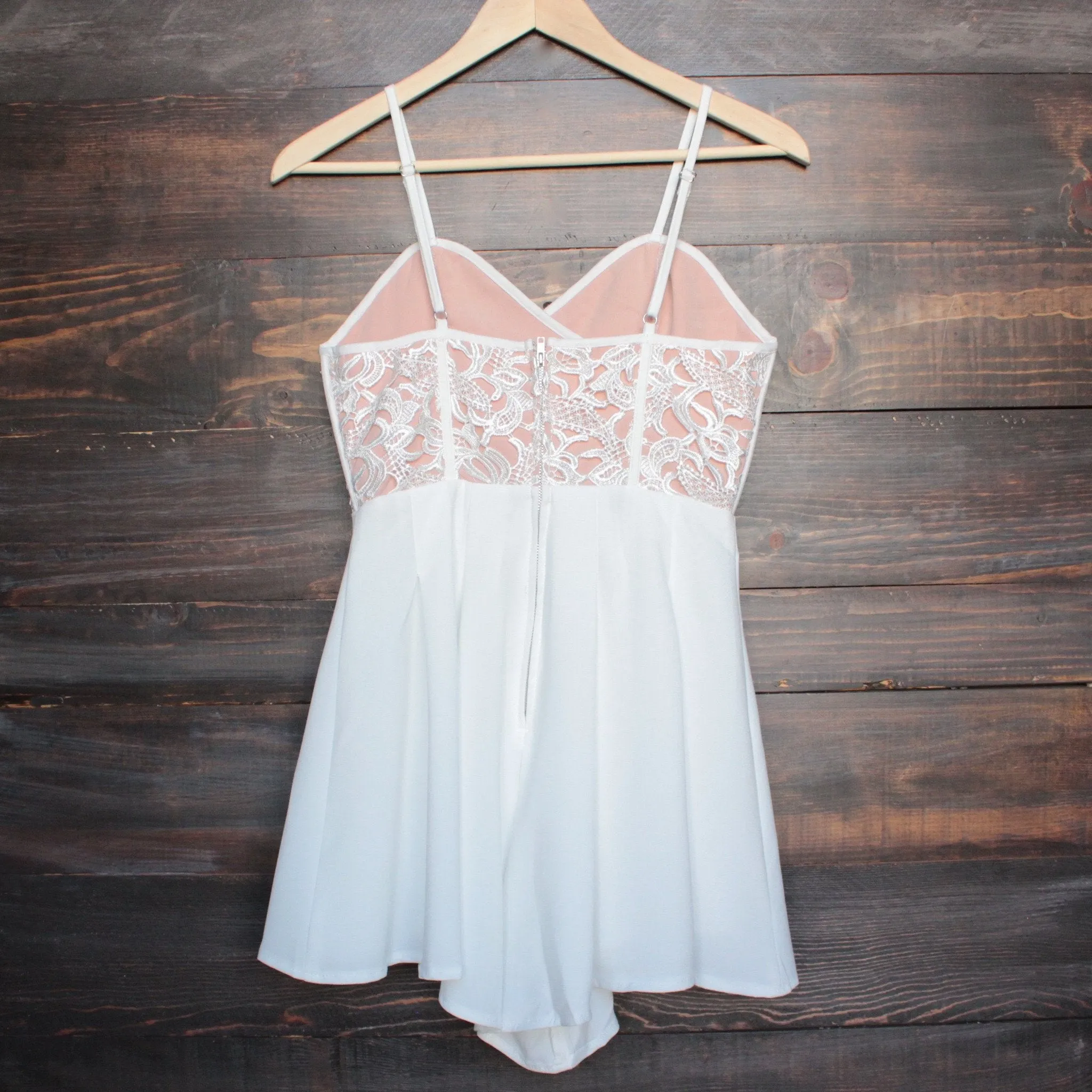 Final Sale - Coco Lace Front Wrap Romper in Ivory