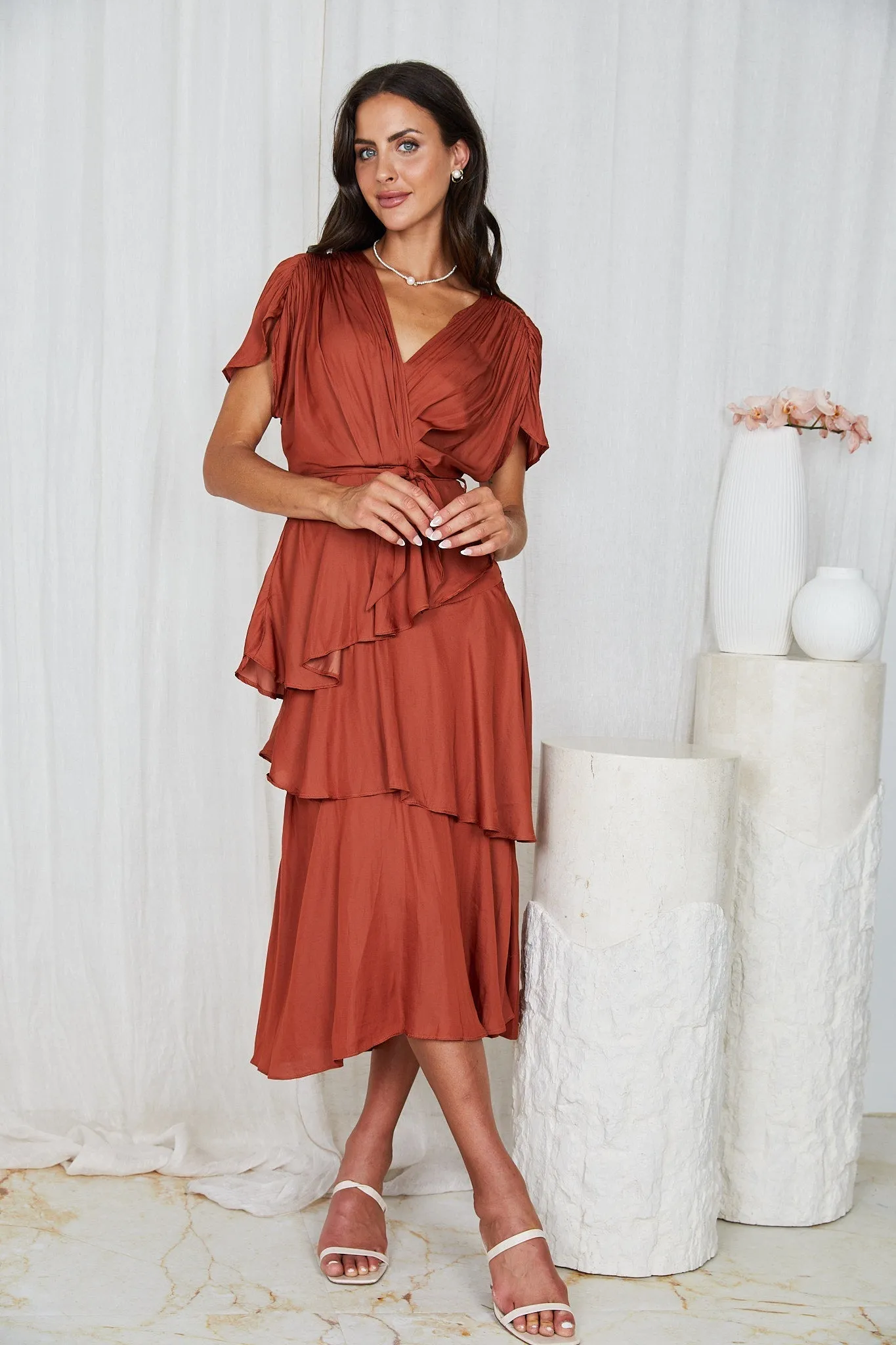 Gabbie Dress - Rust