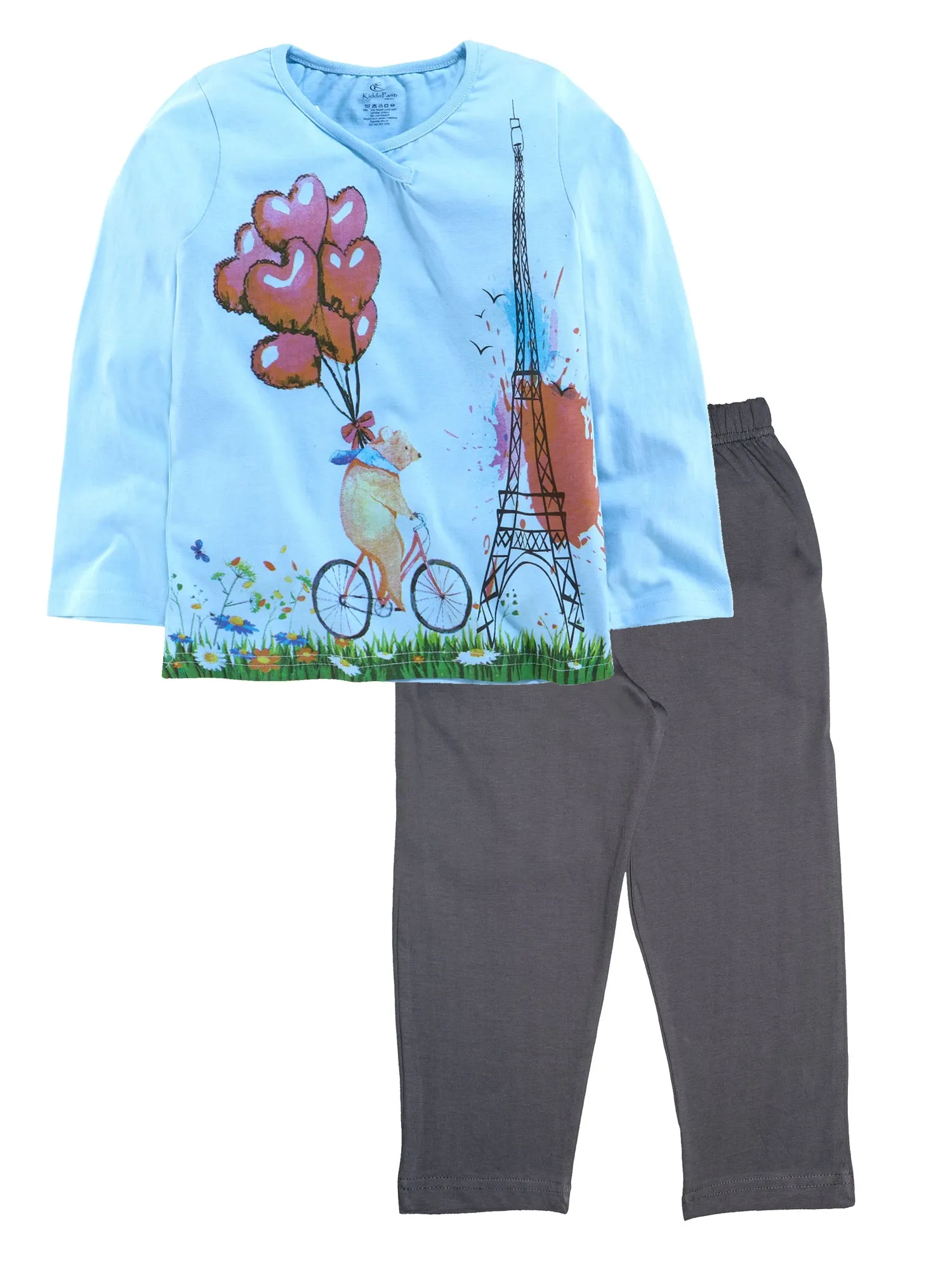 Girls Cotton T-Shirt with Pyjama Pant