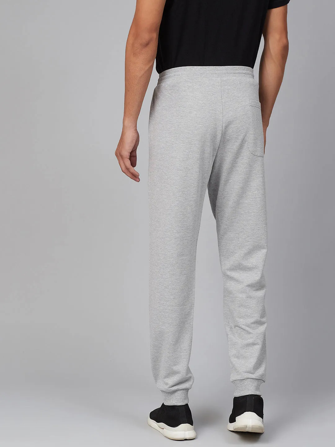 Grey Milange Cotton Blend Solid Trackpant- Underjeans By Spykar