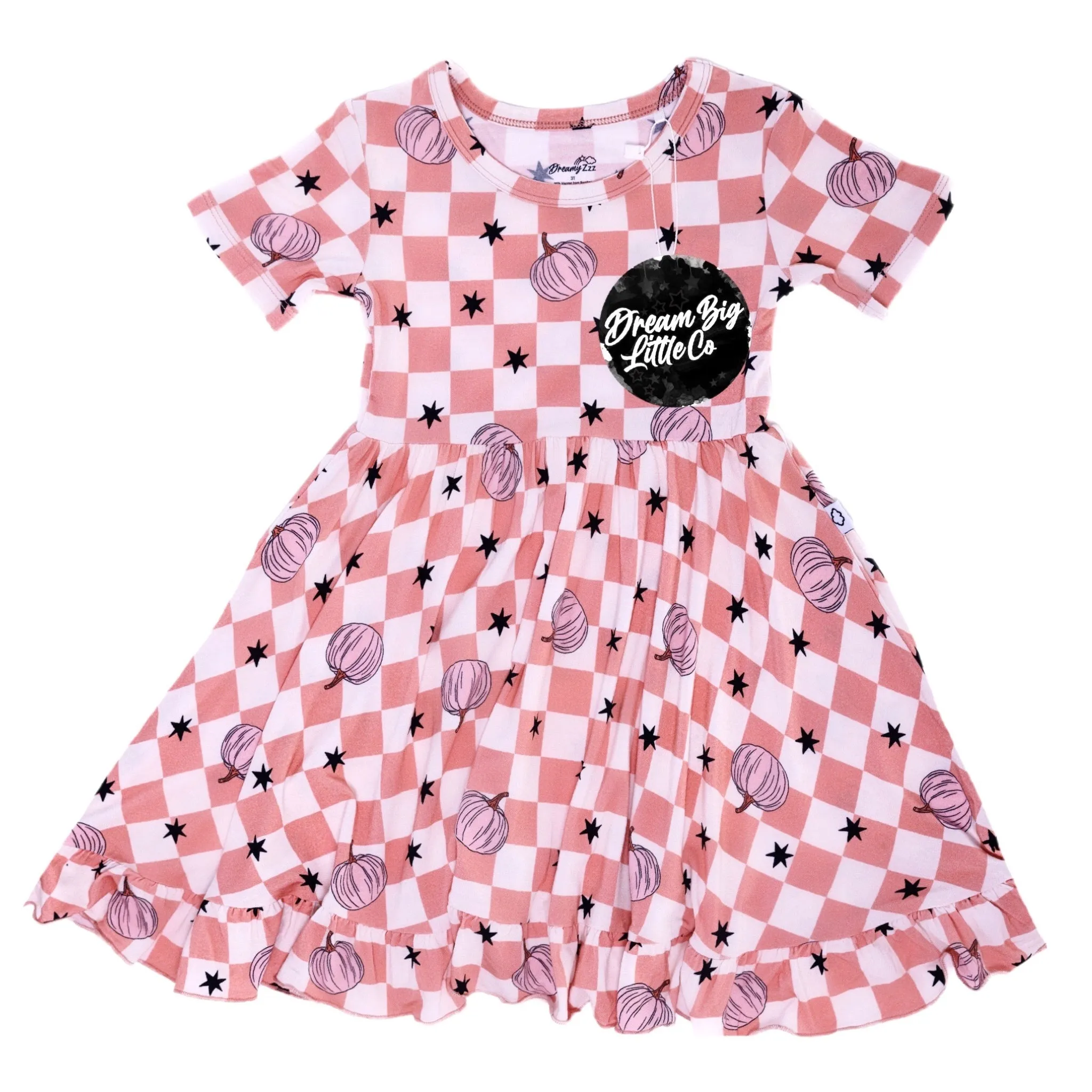 HARVEST KISSES CHECKS DREAM RUFFLE DRESS