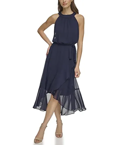 Jessica Howard Women's Wedding Guest Sleevless Chiffon Dress, Navy