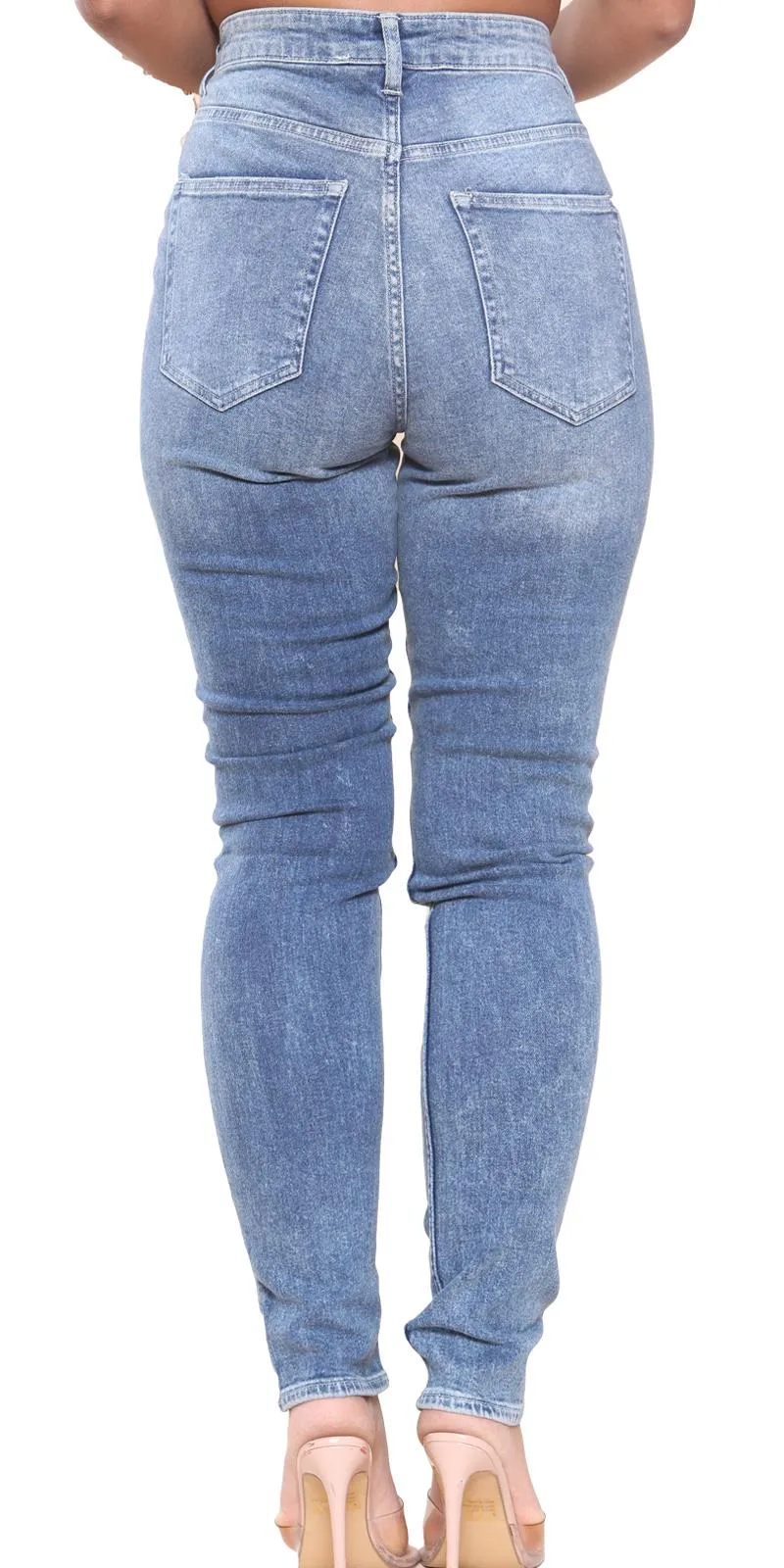 Ladies Ripped Skinny Fit Jeans - UK 6