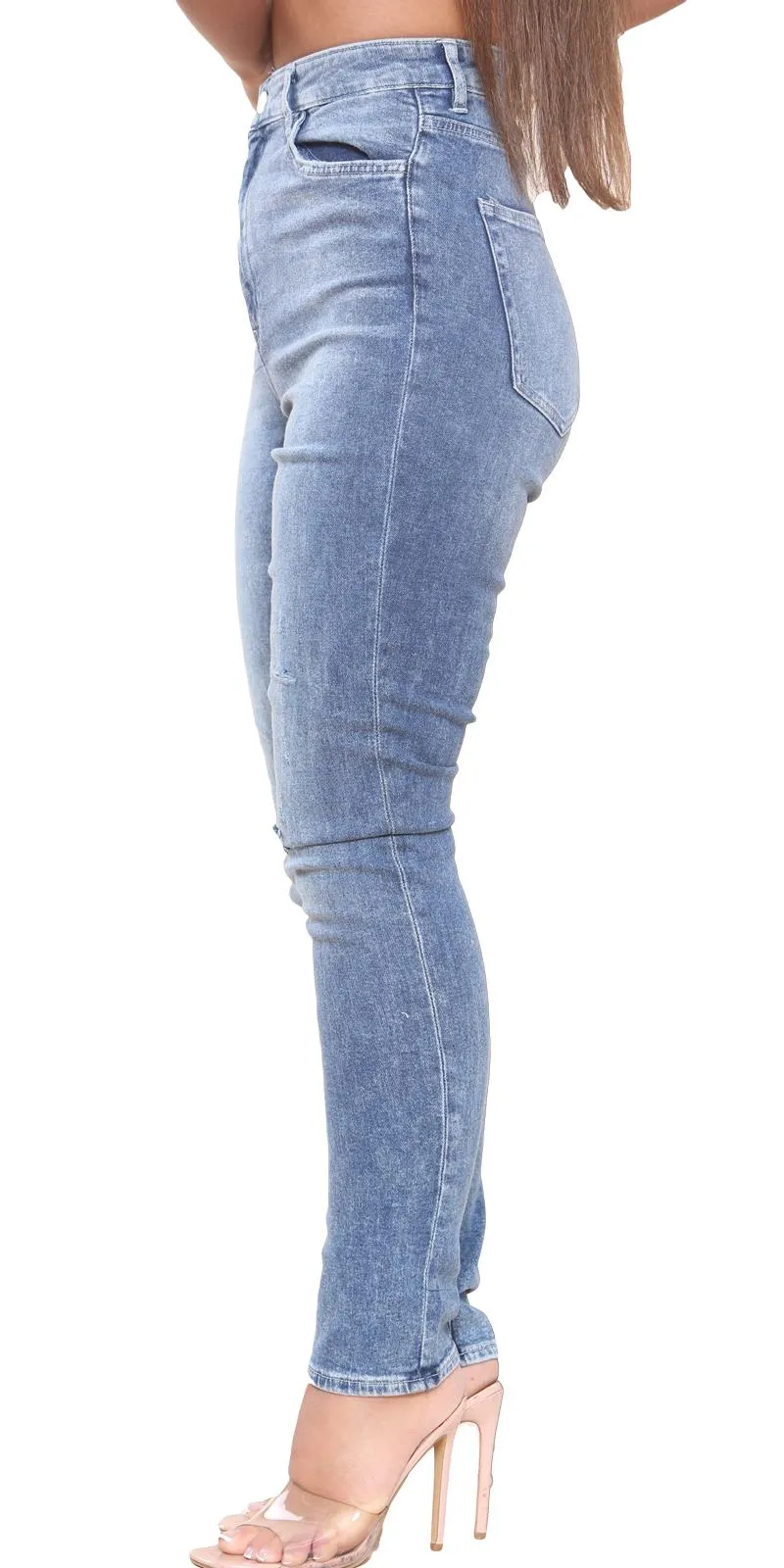 Ladies Ripped Skinny Fit Jeans - UK 6