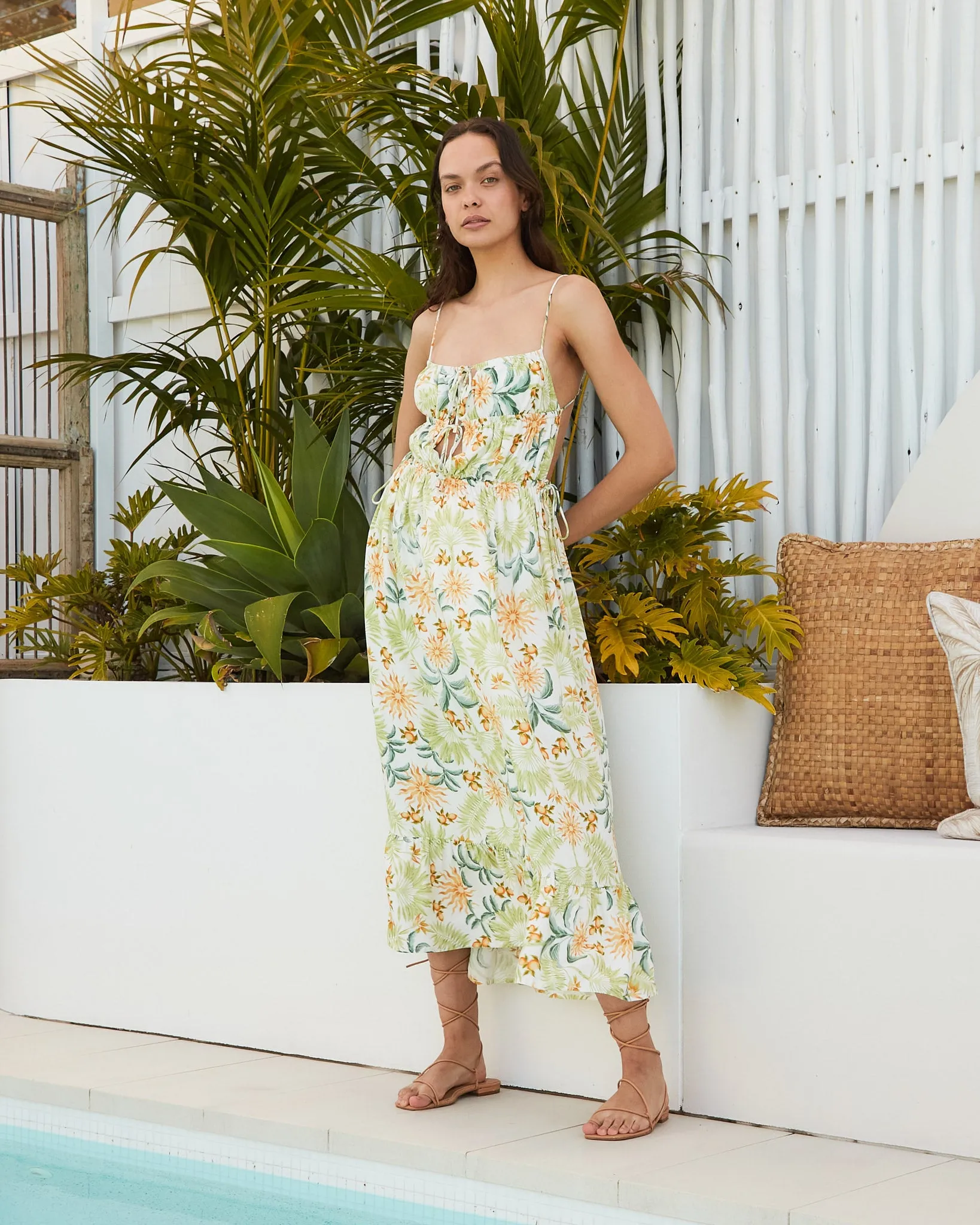 Leia Green Floral Midi Dress