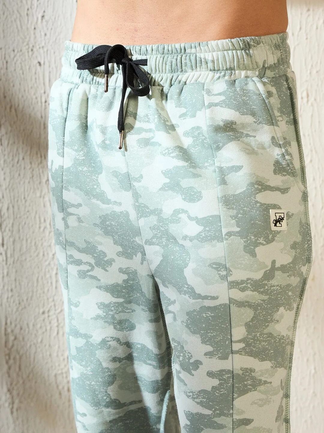 Light Camo Front Slit Relaxed Fit Trackpants