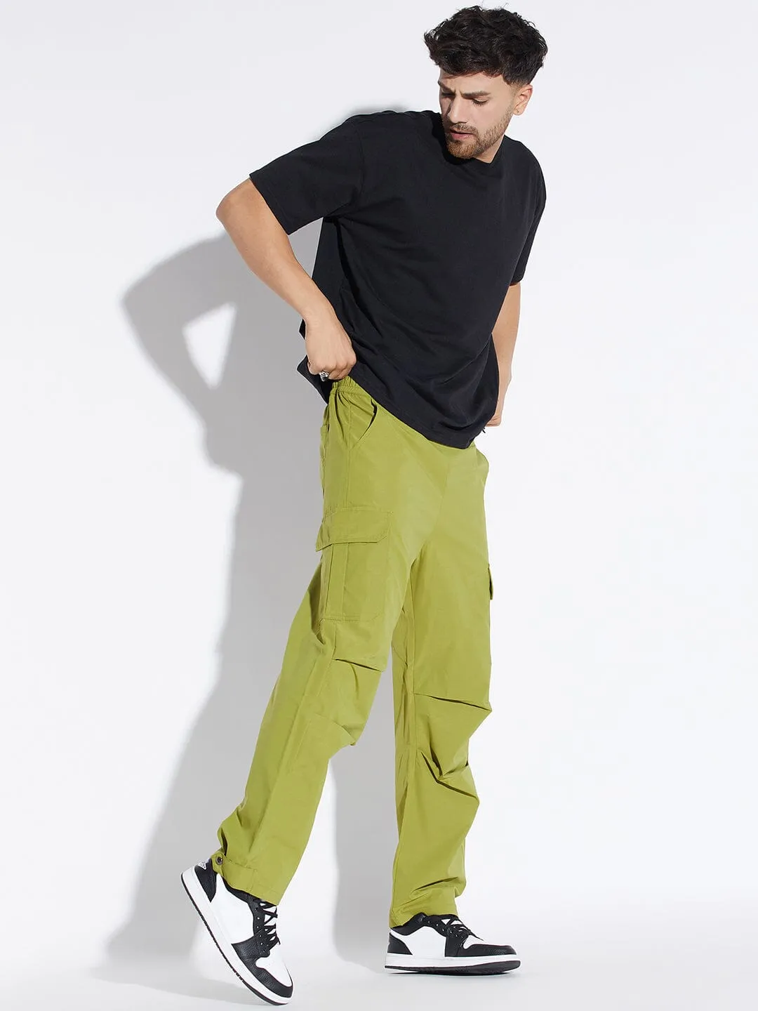 Light Green Cargo Parachute Trackpants