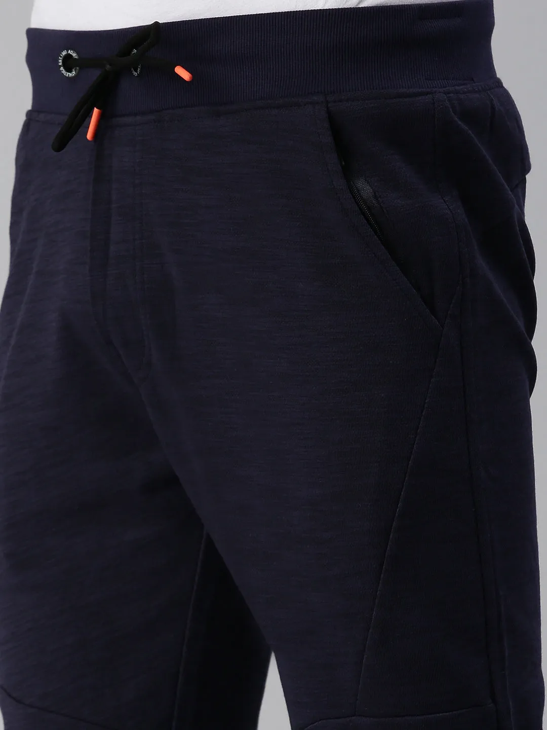 Men Solid Navy Blue Straight Fit Trackpant