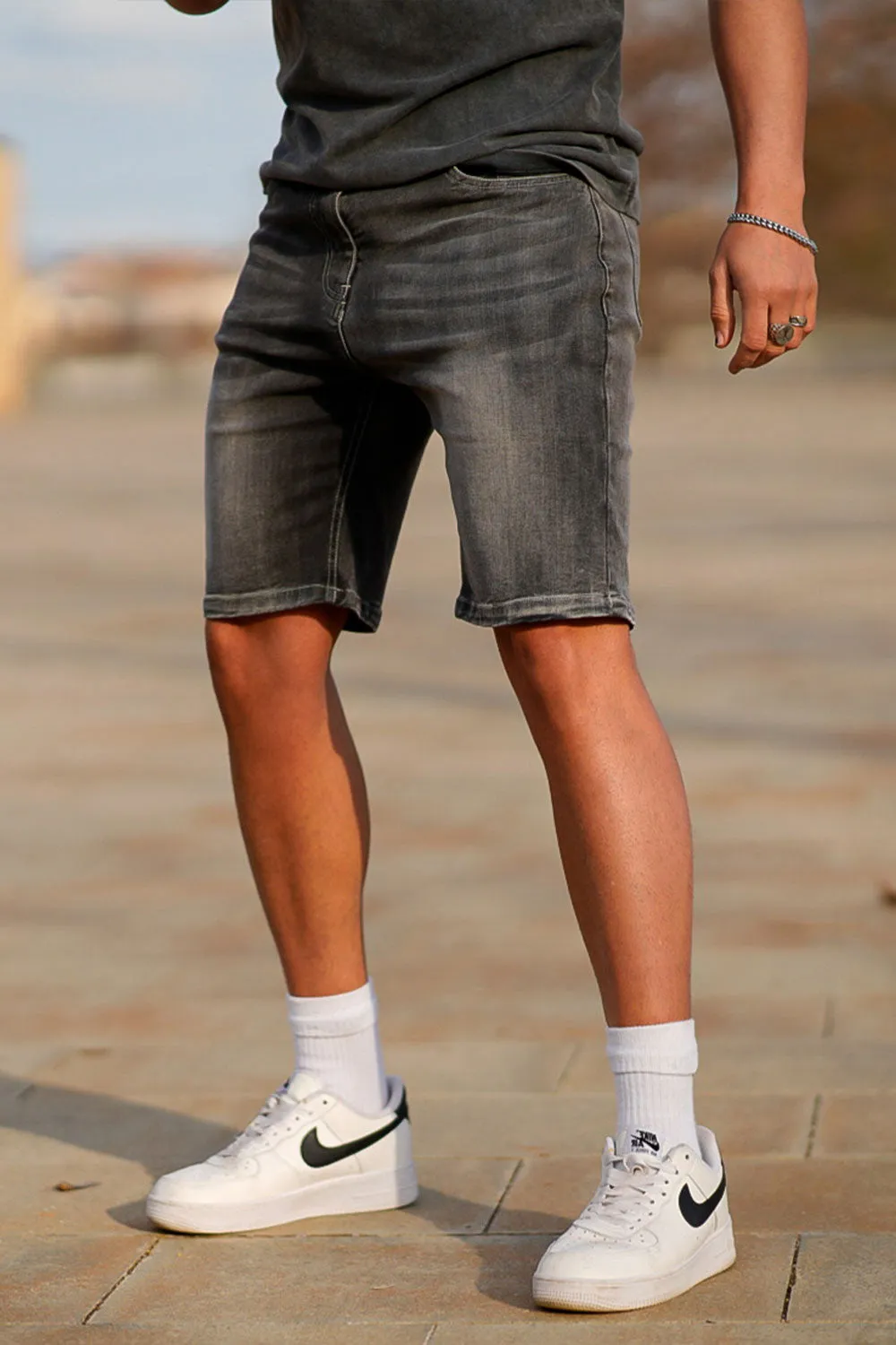 Men's Gray Denim Short