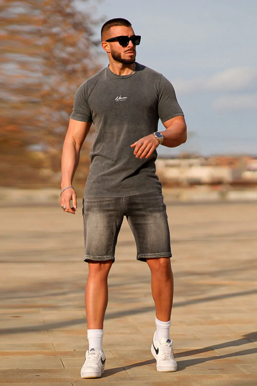 Men's Gray Denim Short