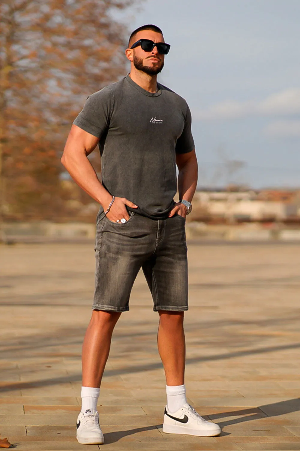 Men's Gray Denim Short