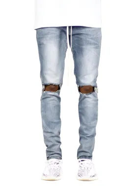 Men's Ripped Jeans Side Ankle Zipper Stretch Jeans