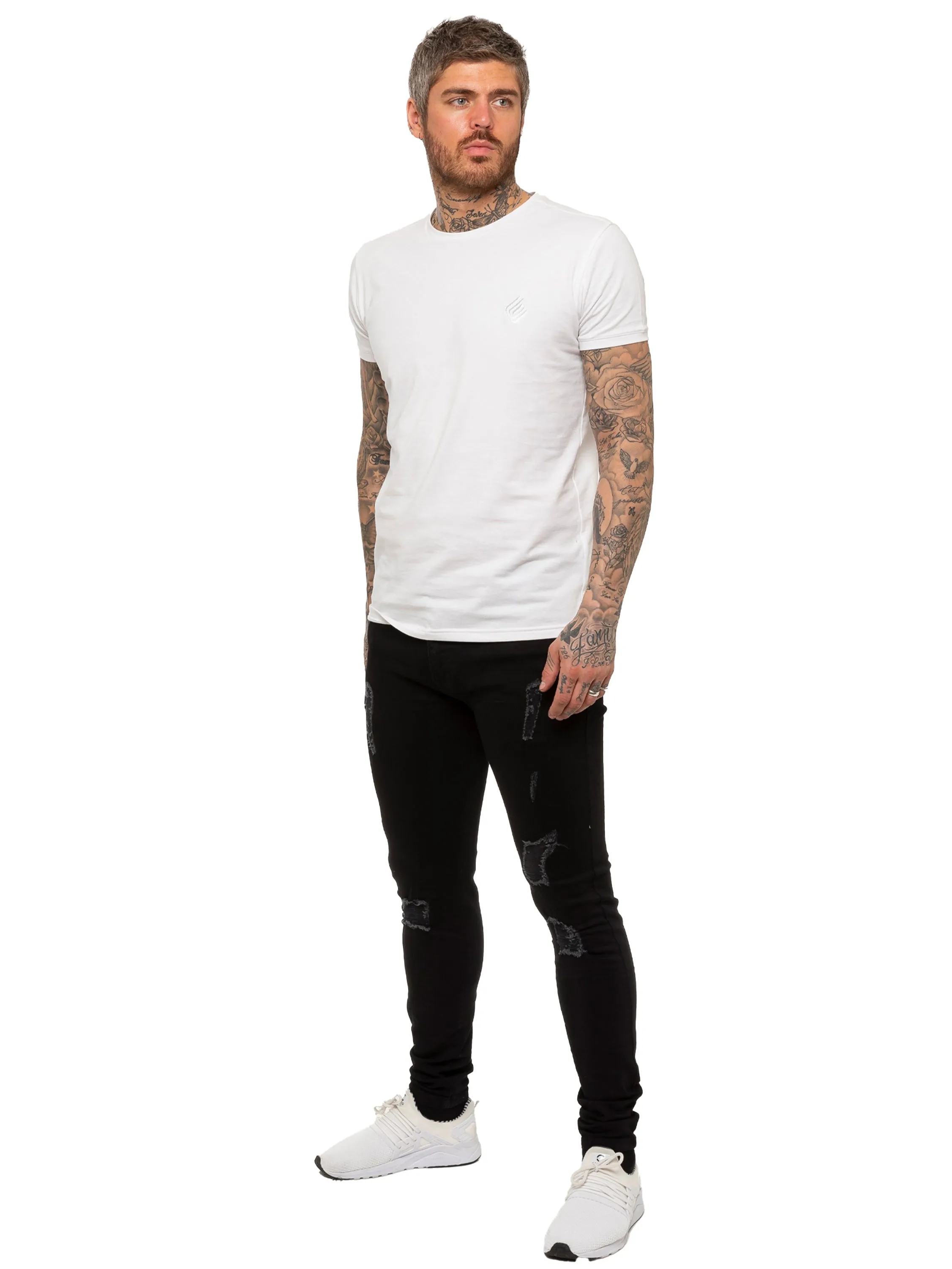 Mens Super Skinny Stretch Ripped Jeans | Enzo Designer Menswear