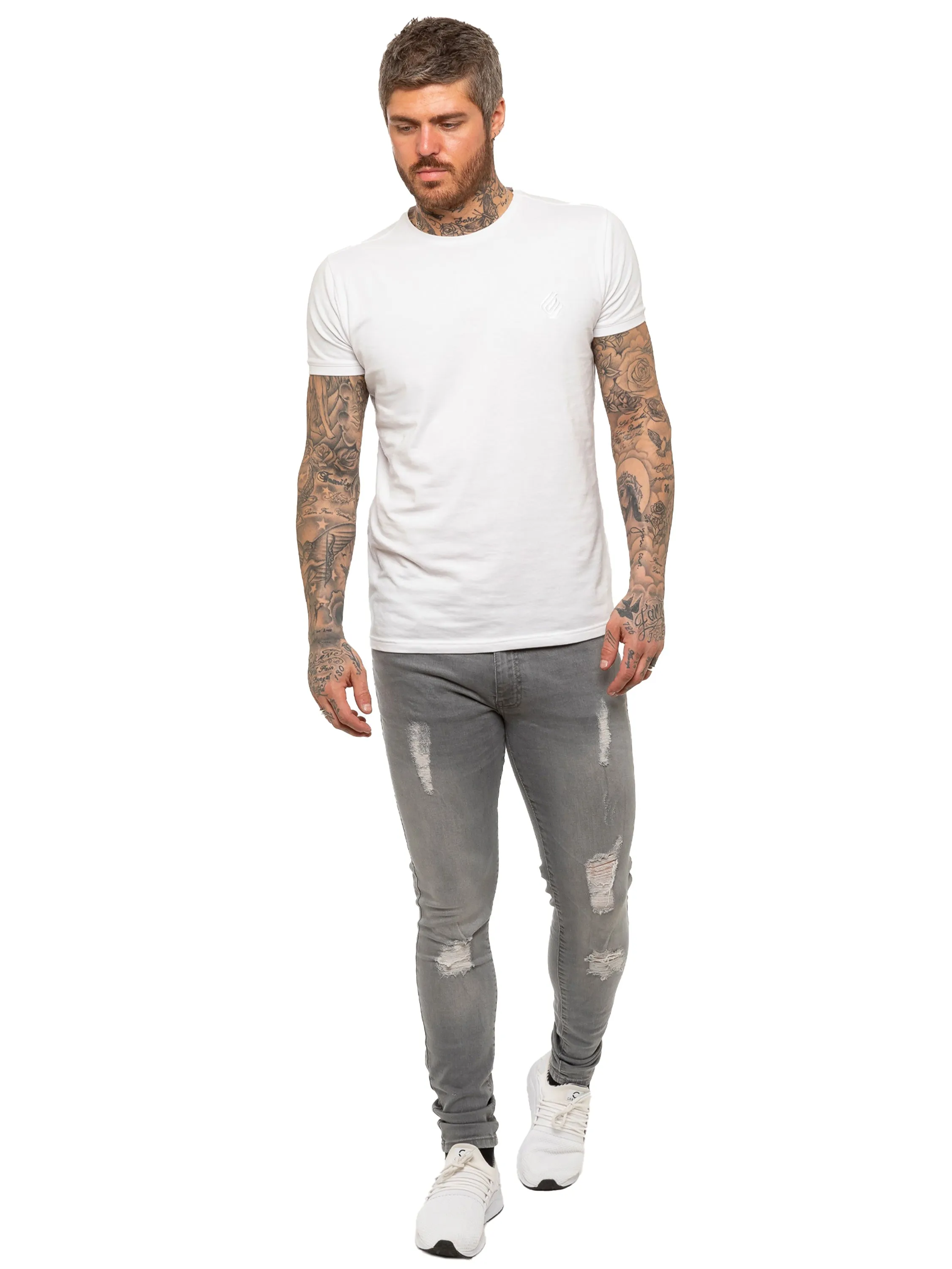 Mens Super Skinny Stretch Ripped Jeans | Enzo Designer Menswear