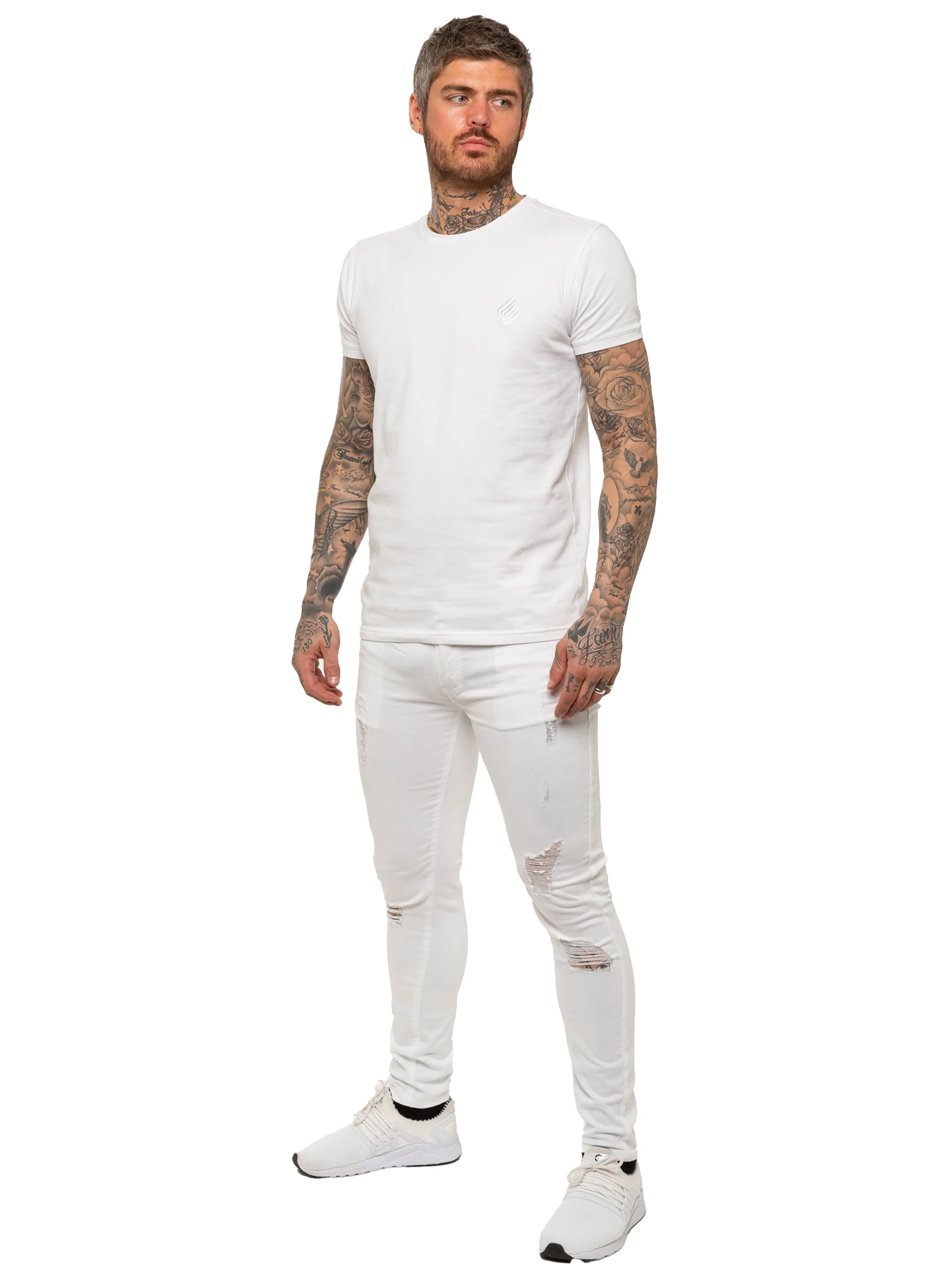 Mens Super Skinny Stretch Ripped Jeans | Enzo Designer Menswear