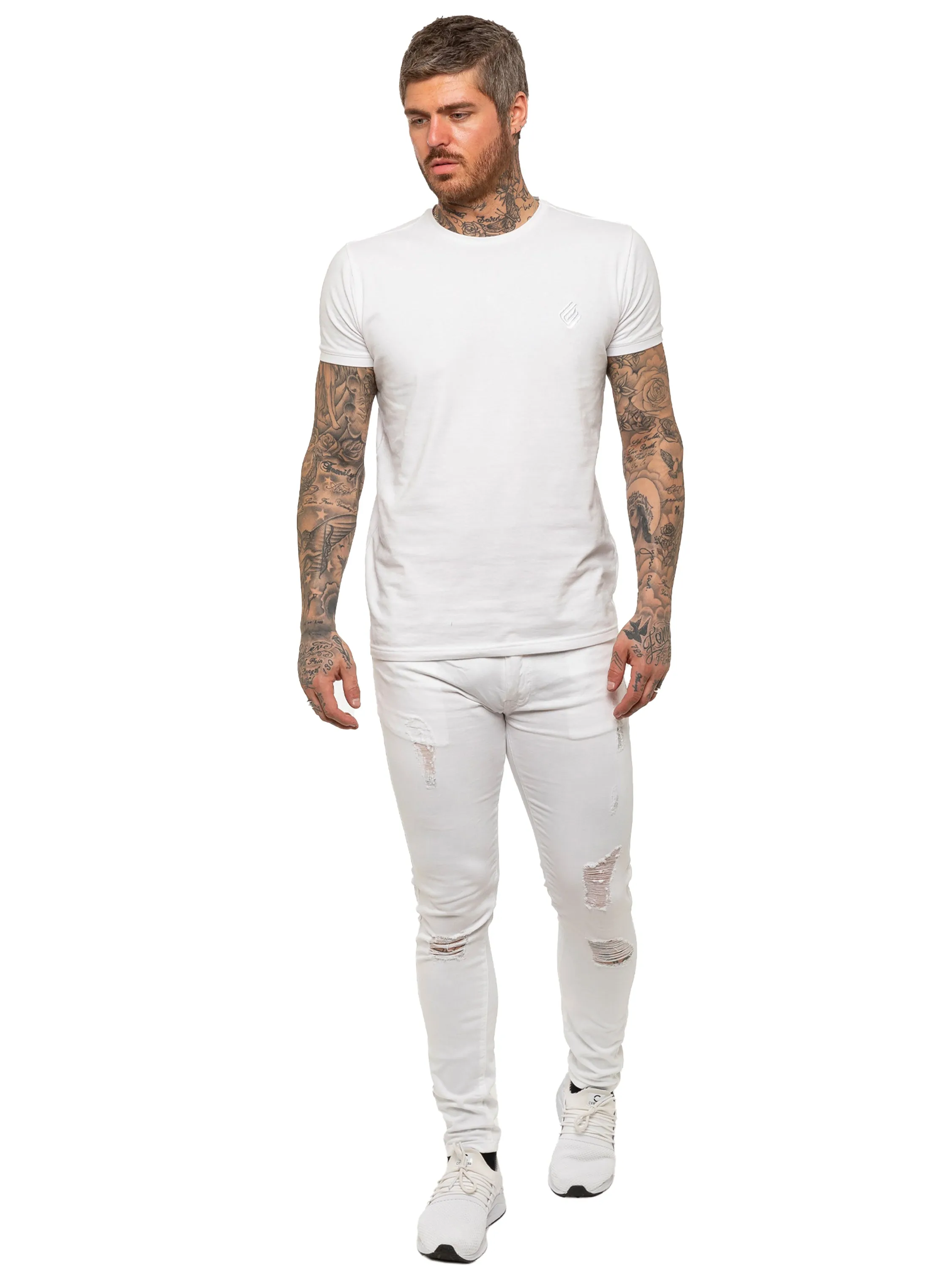 Mens Super Skinny Stretch Ripped Jeans | Enzo Designer Menswear